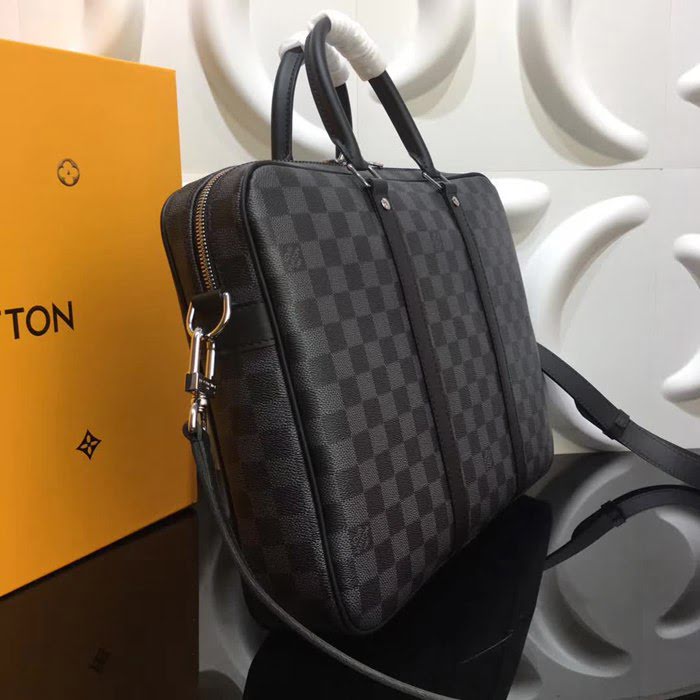路易威登LV頂級原單 41478 黑格 Damier Graphite格紋帆布小號公事包 YDH1276